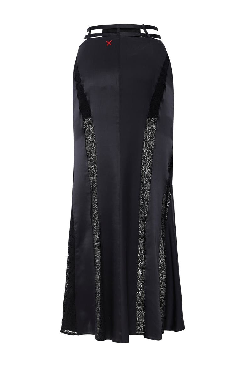 Pure Silk Long Skirt, Alternate, color, BLACK