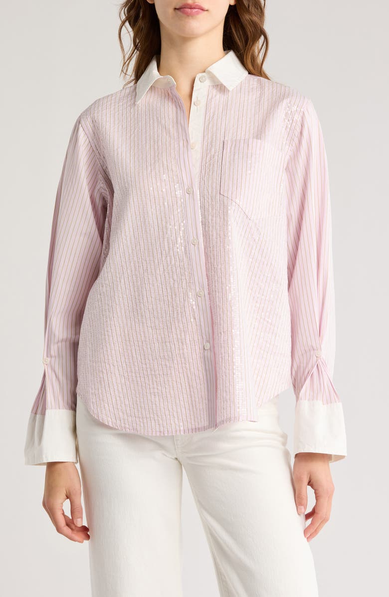 Derek Lam 10 Crosby Wesley Sequin Button-Up Shirt, Main, color,