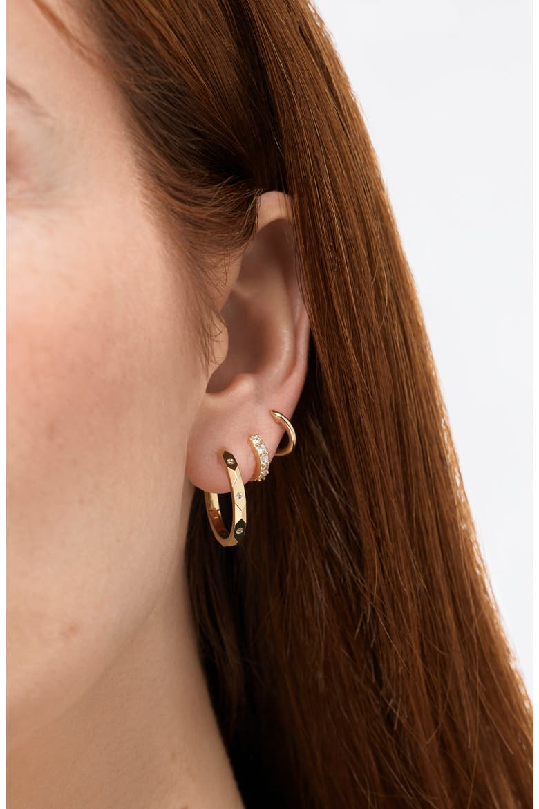 Walker Faceted Cubic Zirconia Hoop Earrings, Alternate, color, GOLD