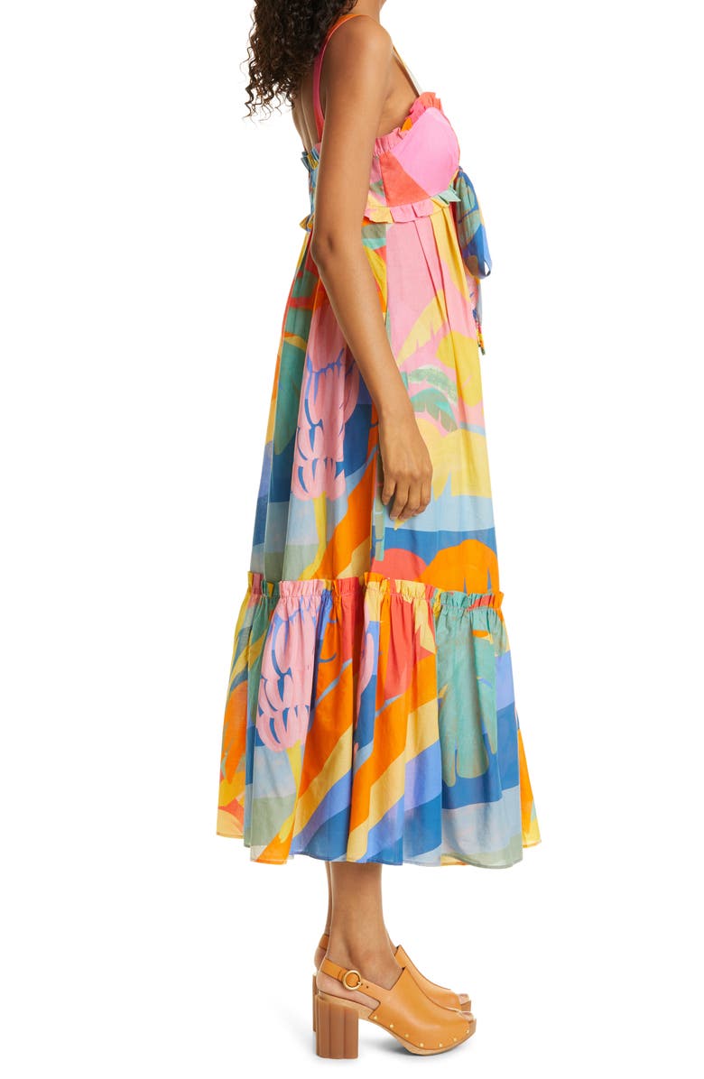 FARM Rio Tropical Sunset Tie Front Dress, Alternate, color, 