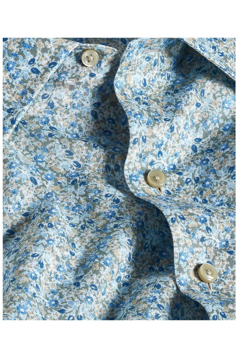 Floral Short Sleeve Linen & Cotton Button-Up Shirt, Alternate, color, SAGE/ MULTI
