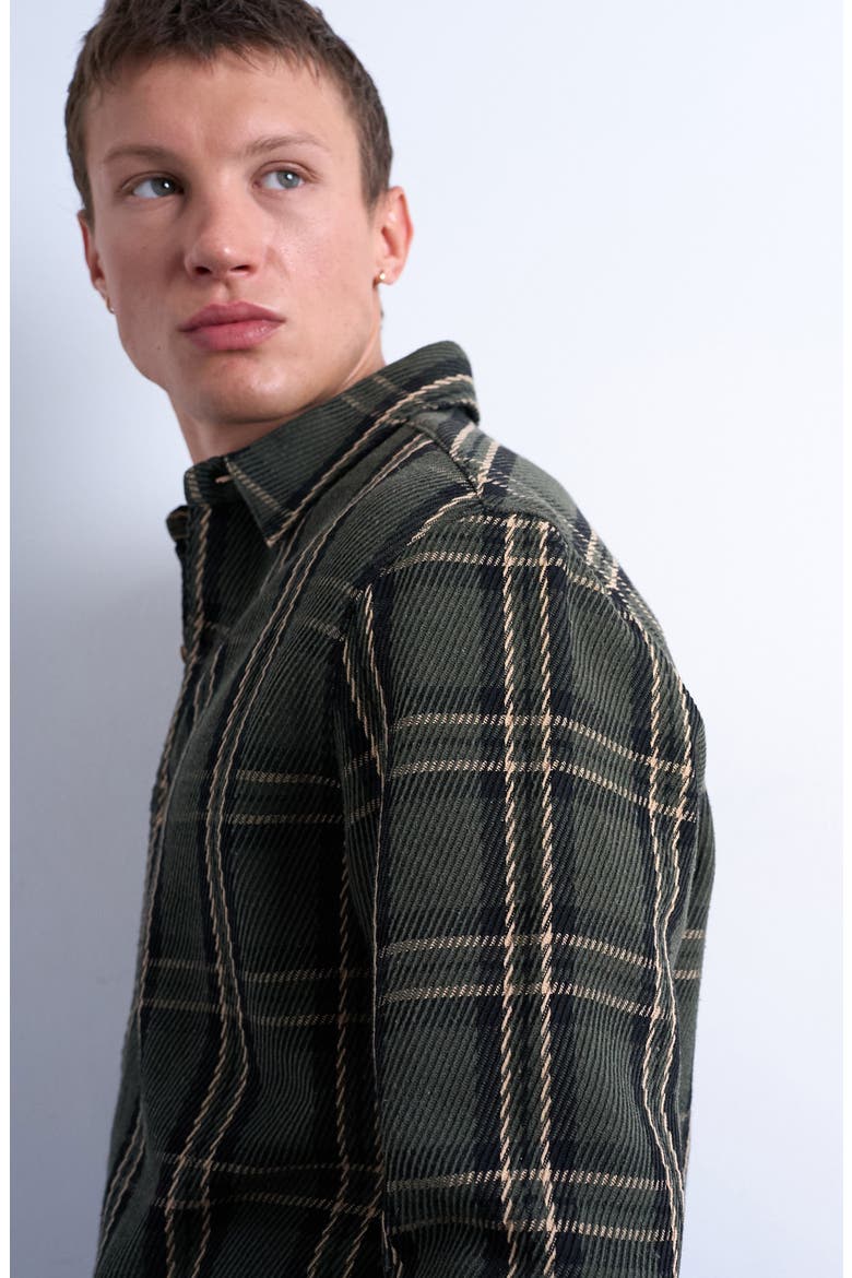 Textured Check Overshirt, Alternate, color, MEDIUM GREEN