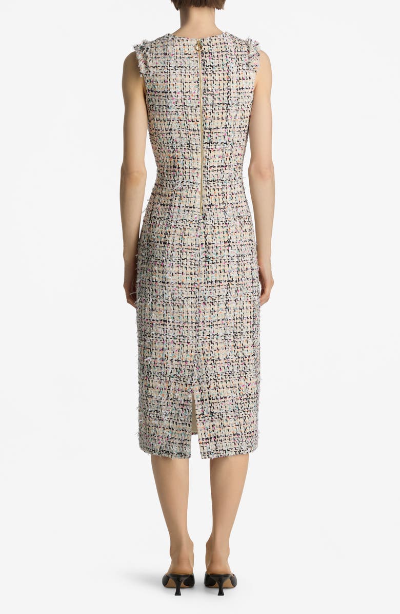 ST. JOHN Multicolor Eyelash Tweed Midi Dress, Alternate, color, Ecru Multi