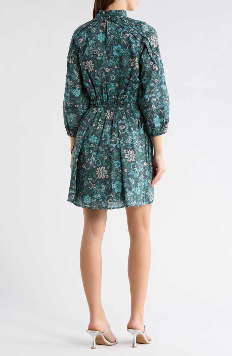 Derek Lam 10 Crosby Marisol Floral Long Sleeve Dress, Alternate, color, Teal Multi
