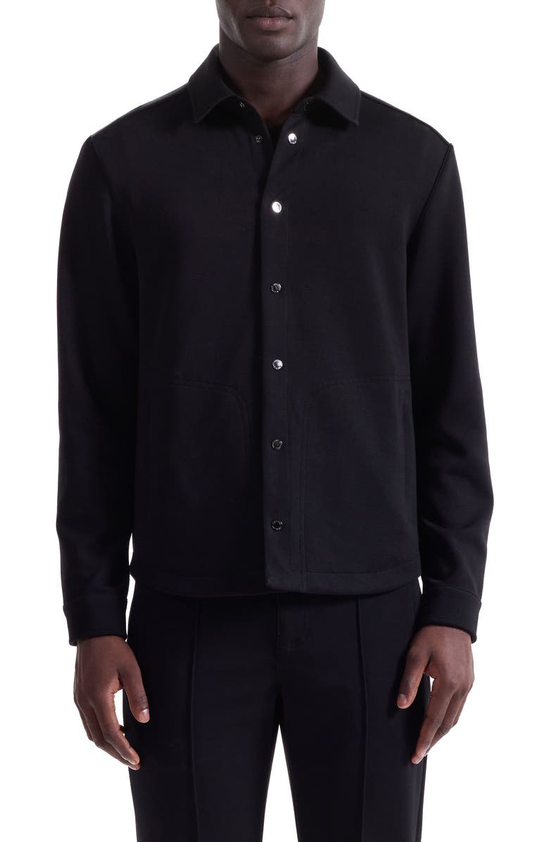 Bugatchi Soft Touch Snap-Up Shirt, Main, color, Black