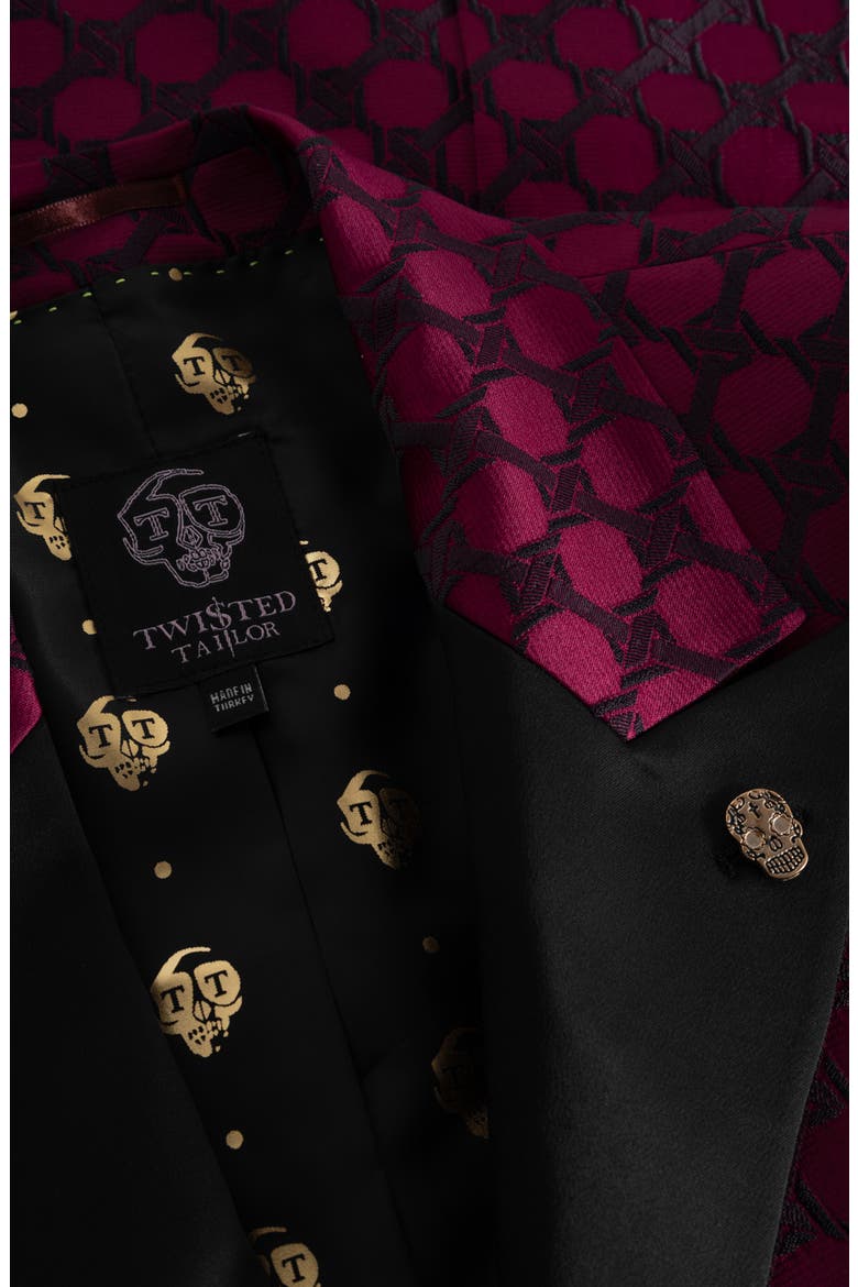 Papatya Slim Fit Burgundy Jacquard Suit Jacket, Alternate, color, BURGUNDY