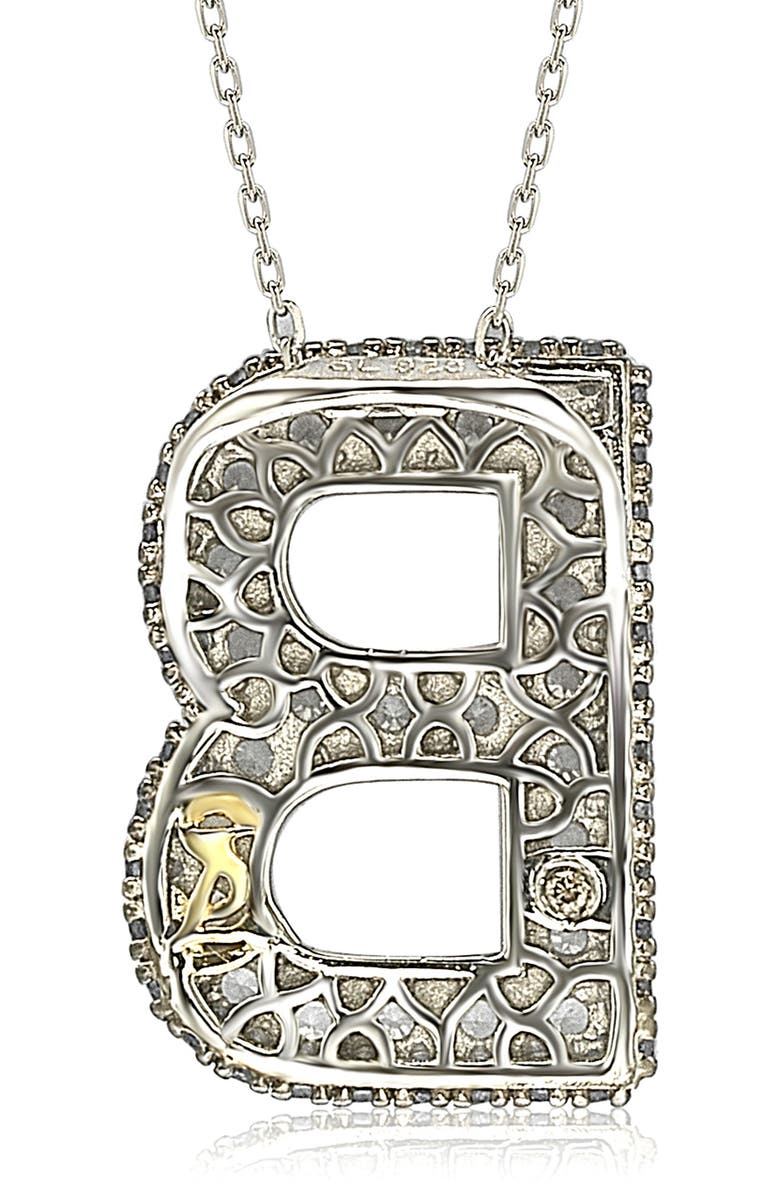 SUZY LEVIAN Sterling Silver Lab Created White & Blue Sapphire Accent Initial Pendant Necklace, Alternate, color, Blue-B