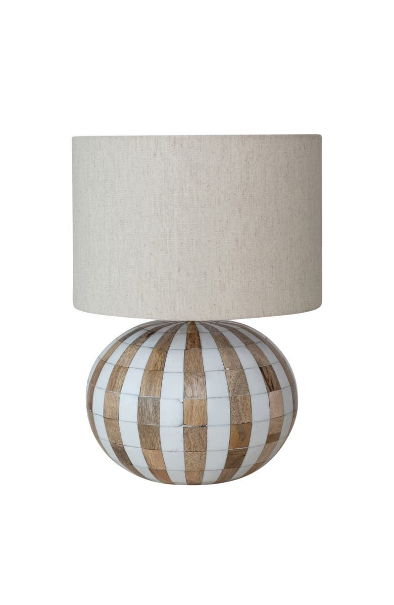 Storied Home Table Lamp with Inlaid Stripes, Main, color, White