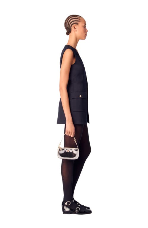 Maje Layered-effect Wool-blend Dress In Navy