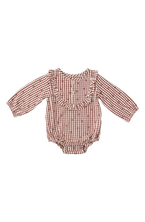 Kids' Printed Gingham Romper