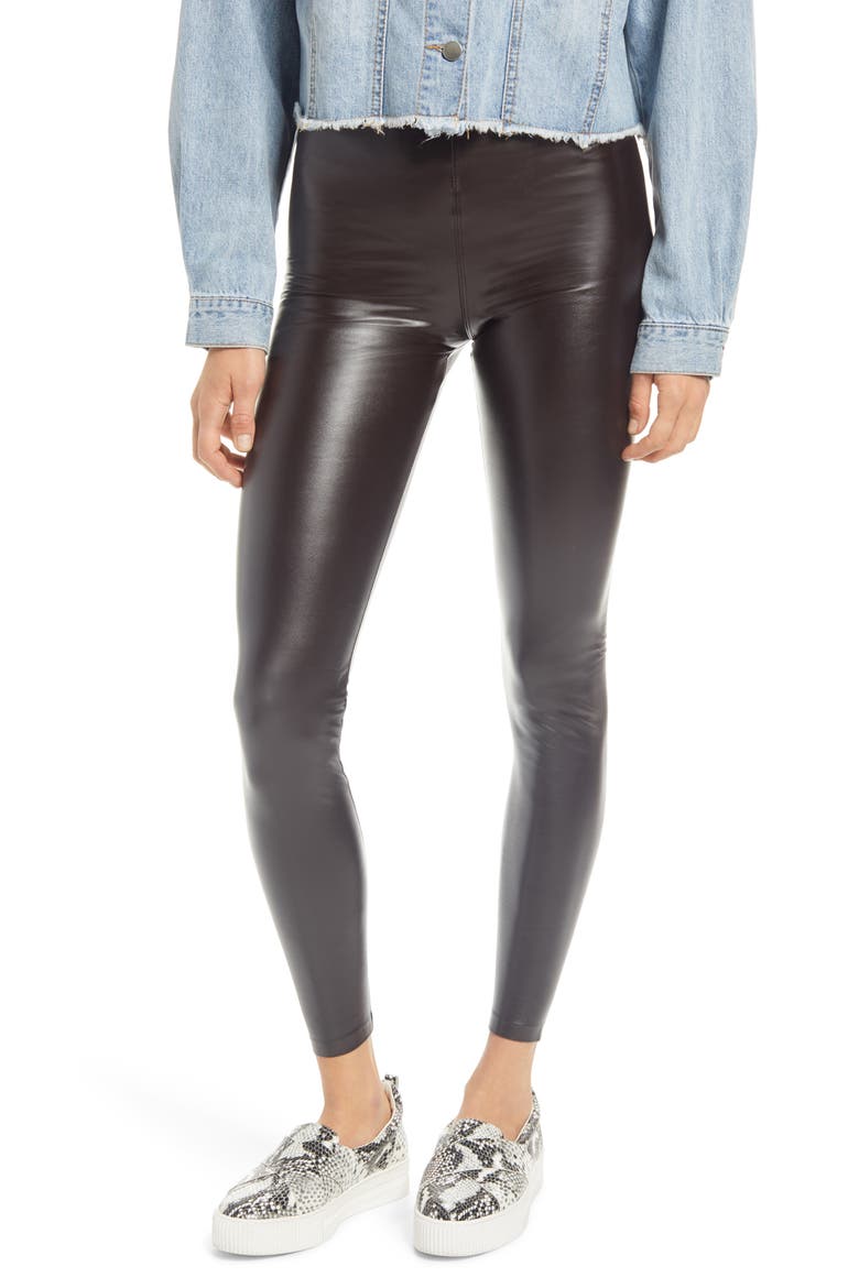 Faux Leather High Waist Leggings, Main, color, ESPRESSO