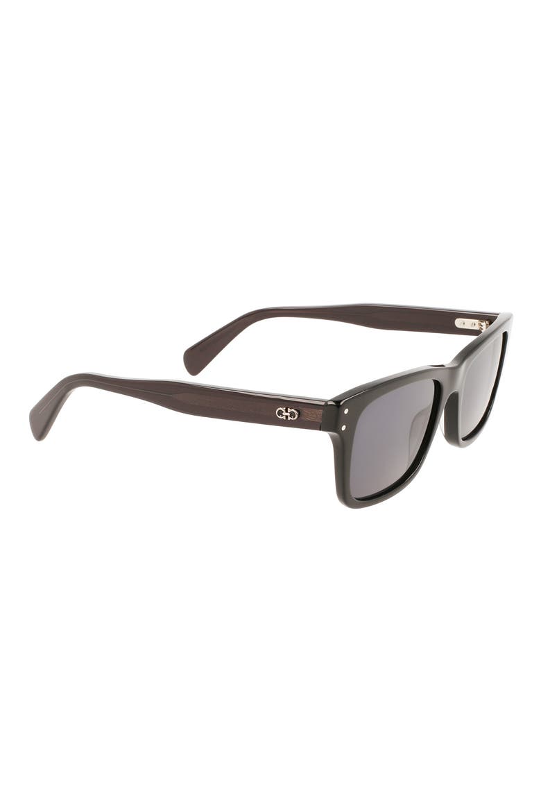 Gancini 54mm Rectangular Sunglasses, Alternate, color, BLACK