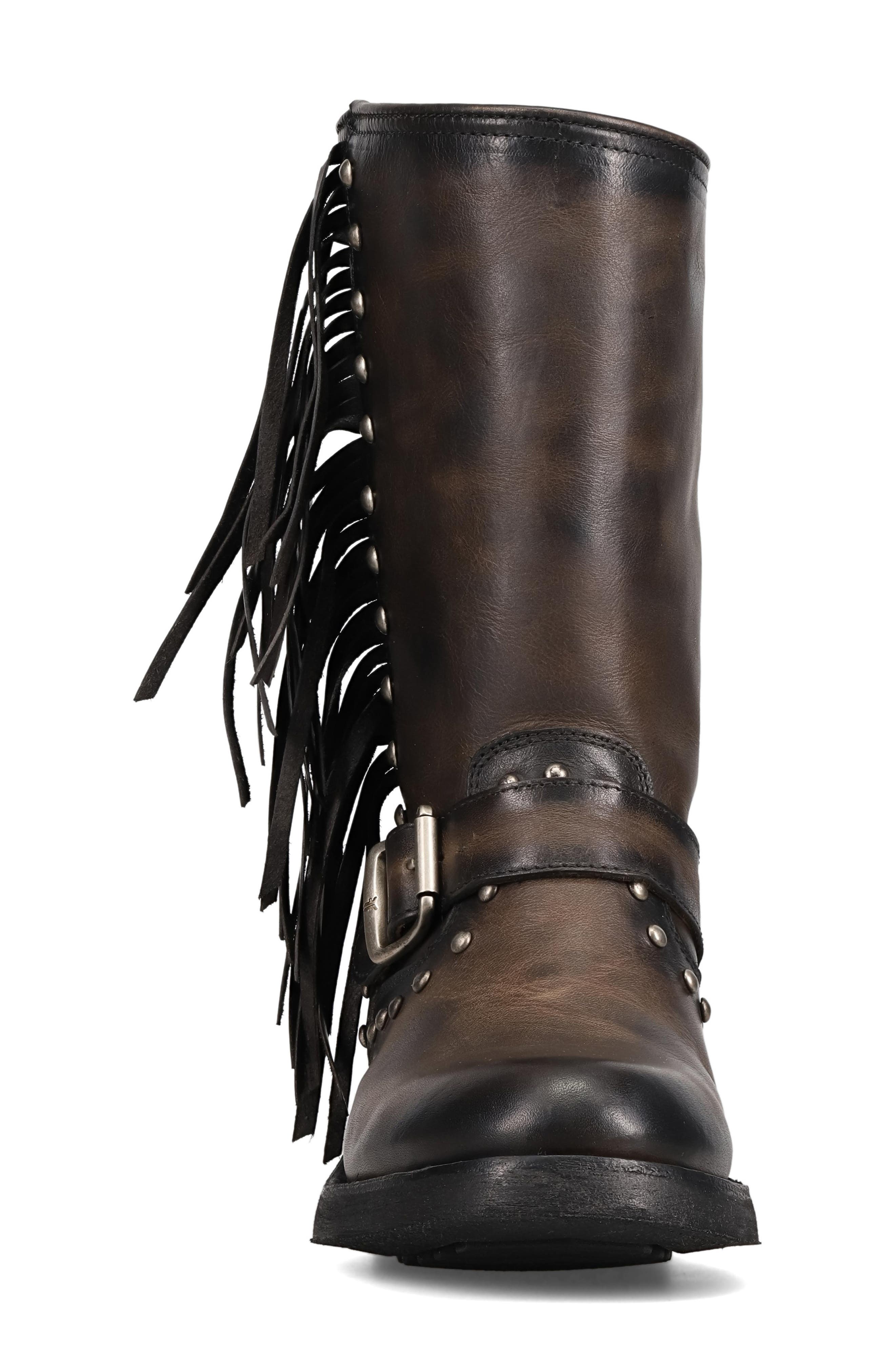 Frye Viv Fringe Trim Boot, Alternate, color, Black