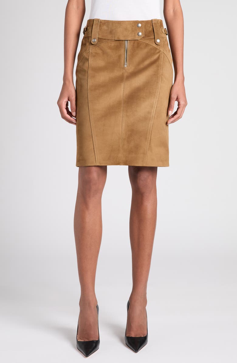 TOM FORD Suede Pencil Skirt, Main, color, Kb520 Pecan