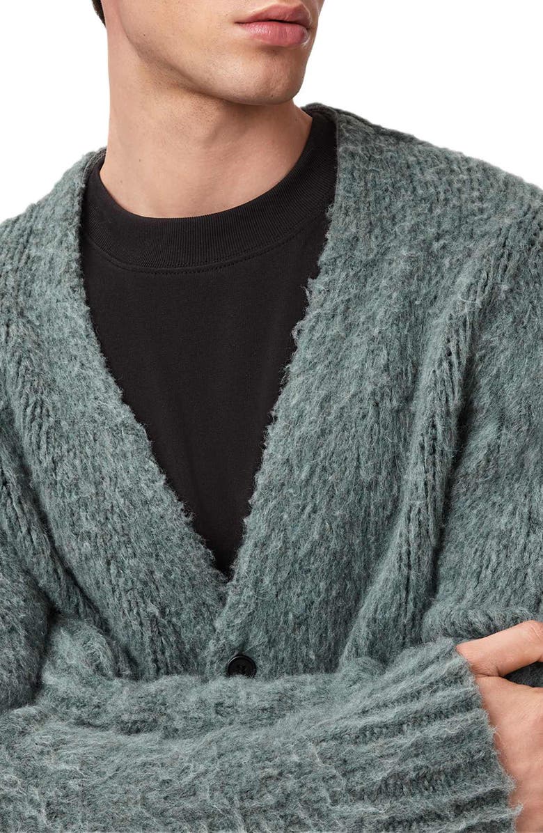 AllSaints Tobie Merino Wool Blend Cardigan, Alternate, color, Nordic Green