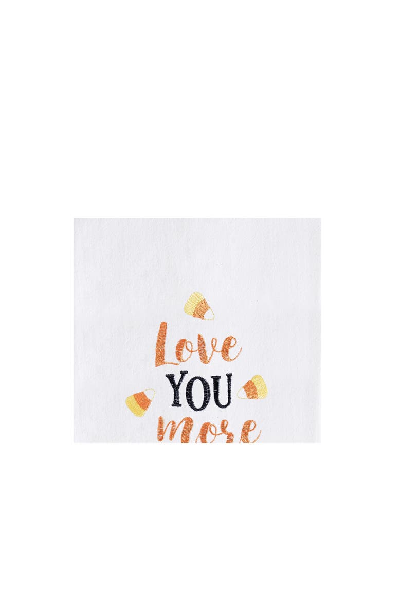 Love You More Than Candy Corn Cotton Embroidered Halloween Flour Sack Kitchen Towel, Alternate, color, Orange