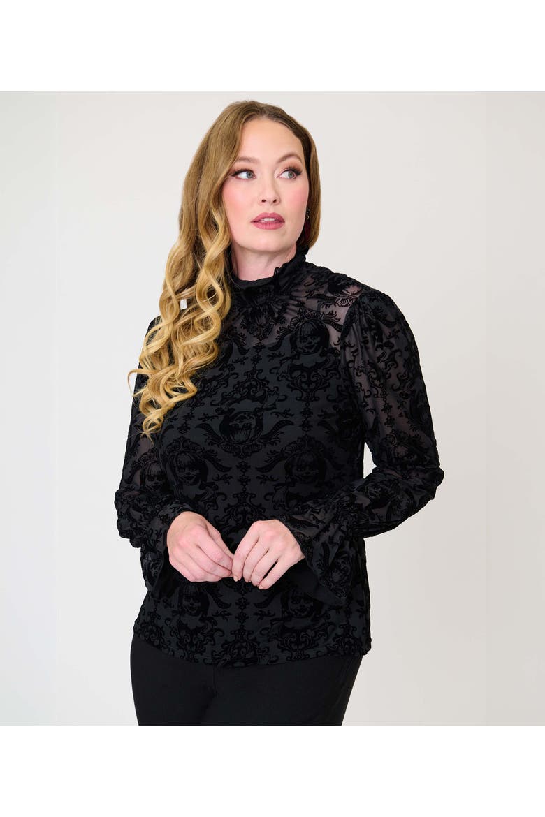 Donna Blouse, Main, color, Black Annabelle Flocked