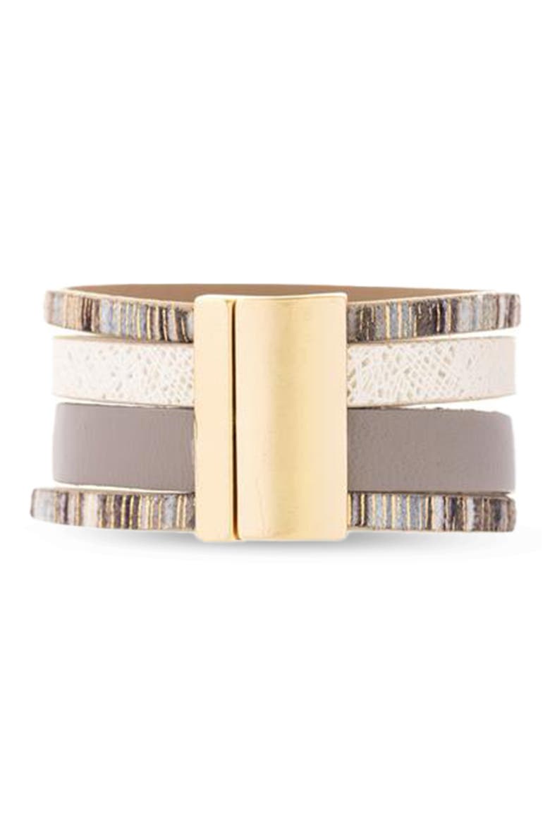 Stone Faux Leather Wrap Bracelet, Alternate, color, TAUPE