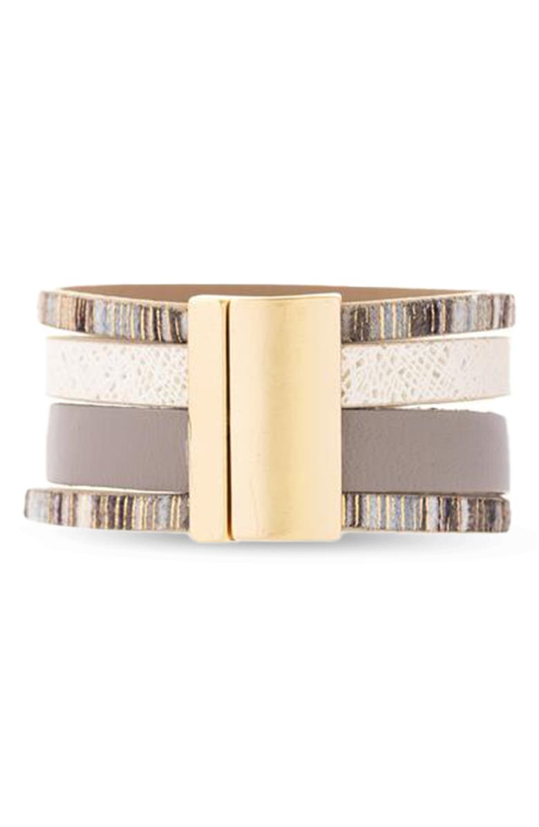 SAACHI Stone Faux Leather Wrap Bracelet, Alternate, color, 
