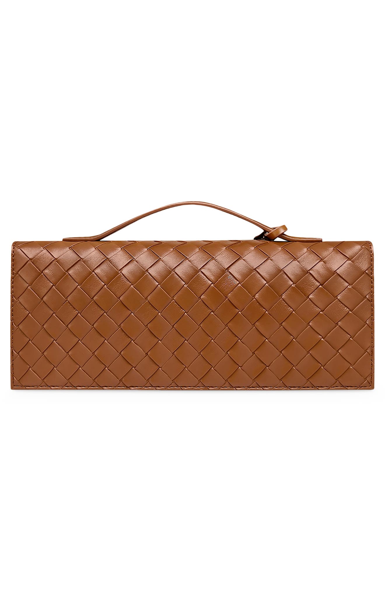 Celeste Woven Faux Leather Envelope Top Handle Bag, Alternate, color, BROWN