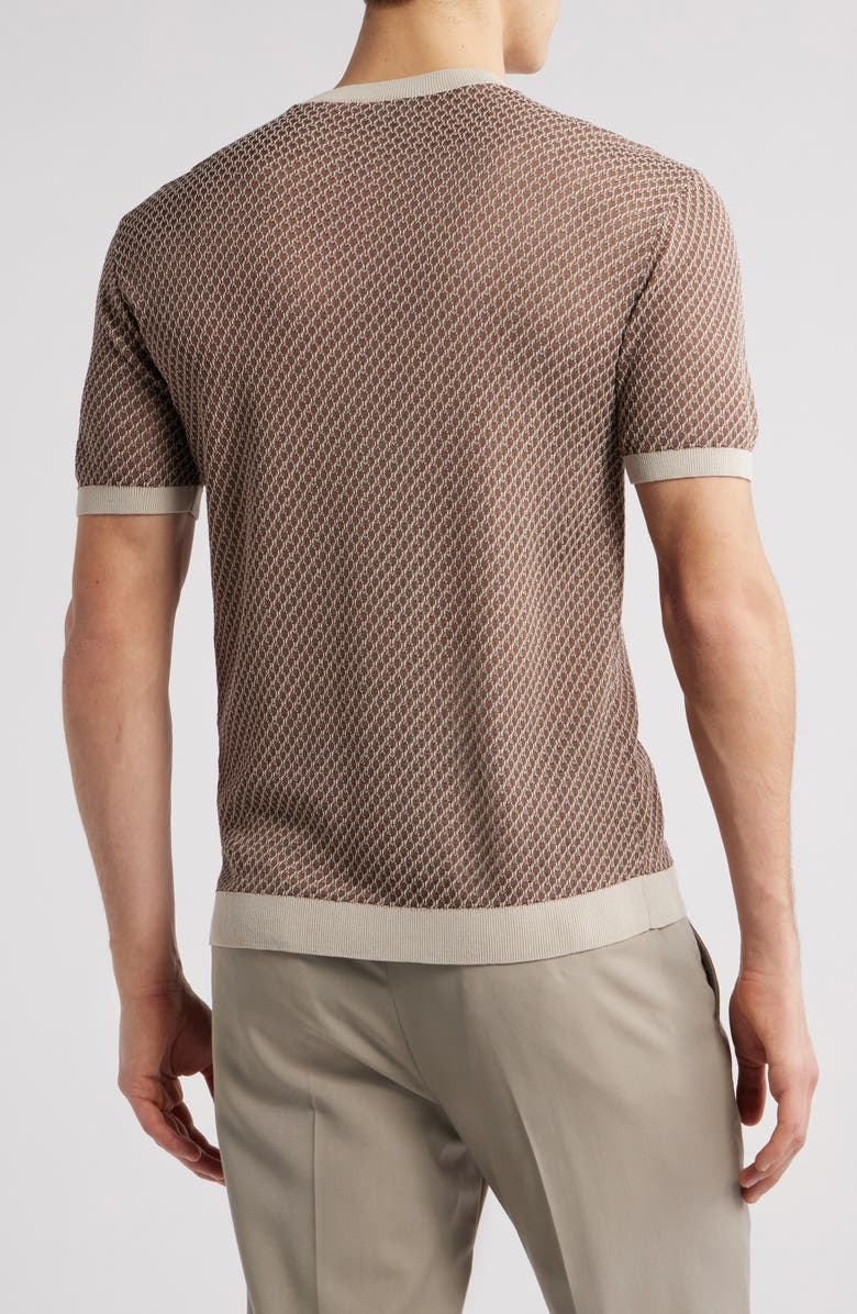 Emporio Armani Short Sleeve Micro Jacquard Cotton & Viscose Crewneck Sweater, Alternate, color, 