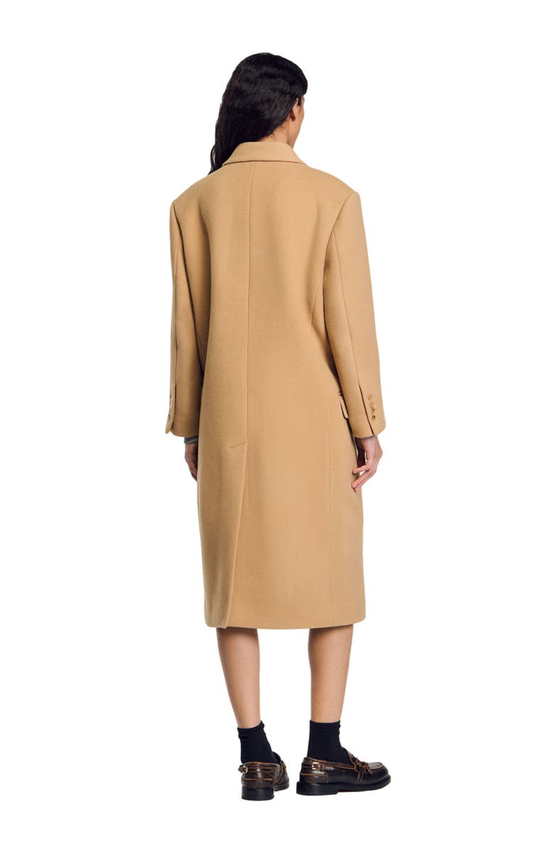 SANDRO Long wool-blend coat, Alternate, color, 