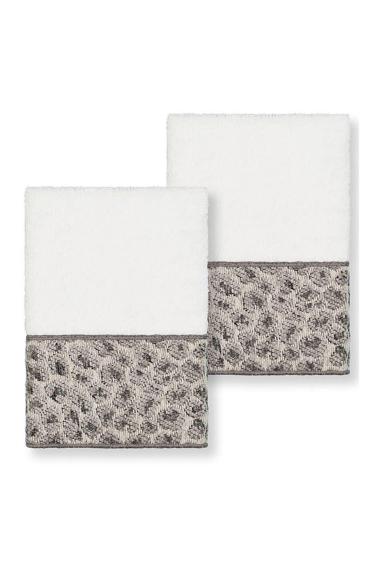 Spots Embellished Washcloth - Set of 2 - White, Main, color, WHITE