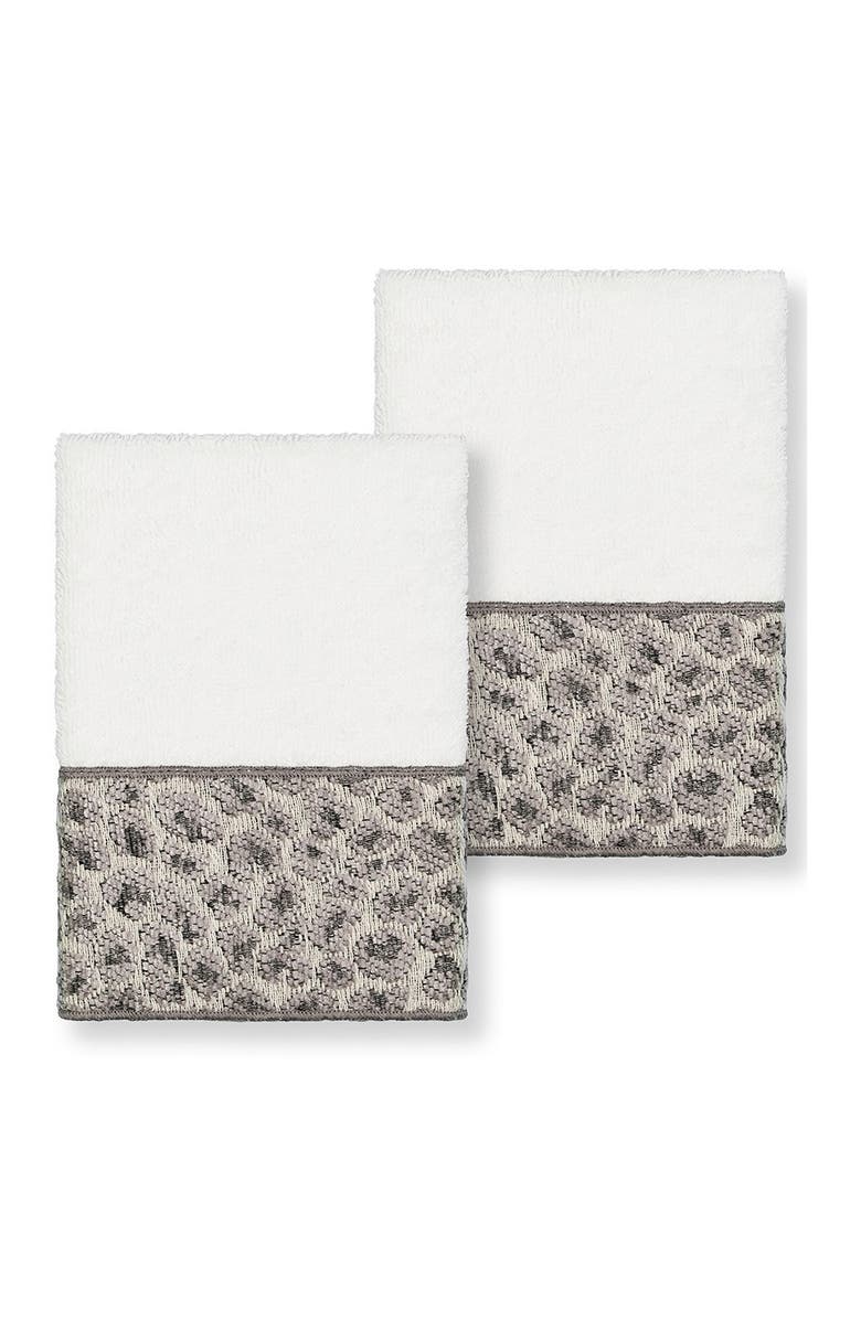 Linum Home Textiles Spots Embellished Washcloth - Set of 2 - White, Main, color, White
