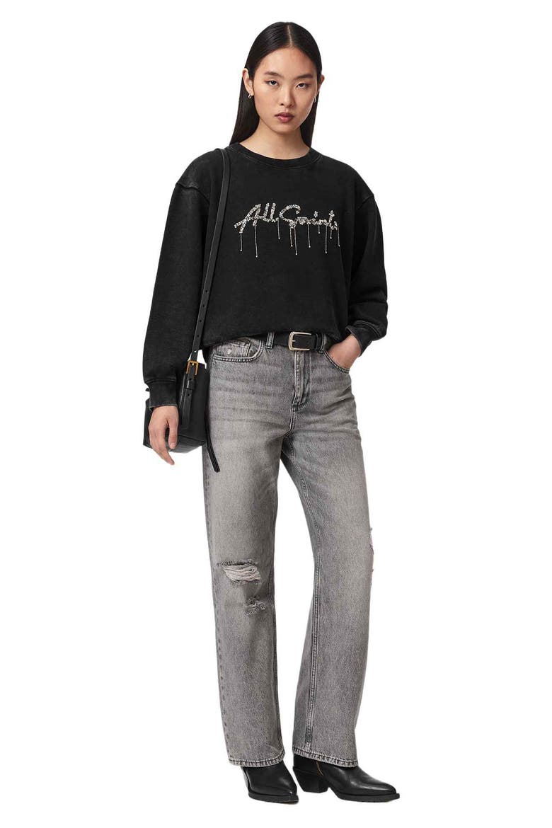 Chains Pippa Embellished Sweatshirt, Alternate, color, WASHED BLACK