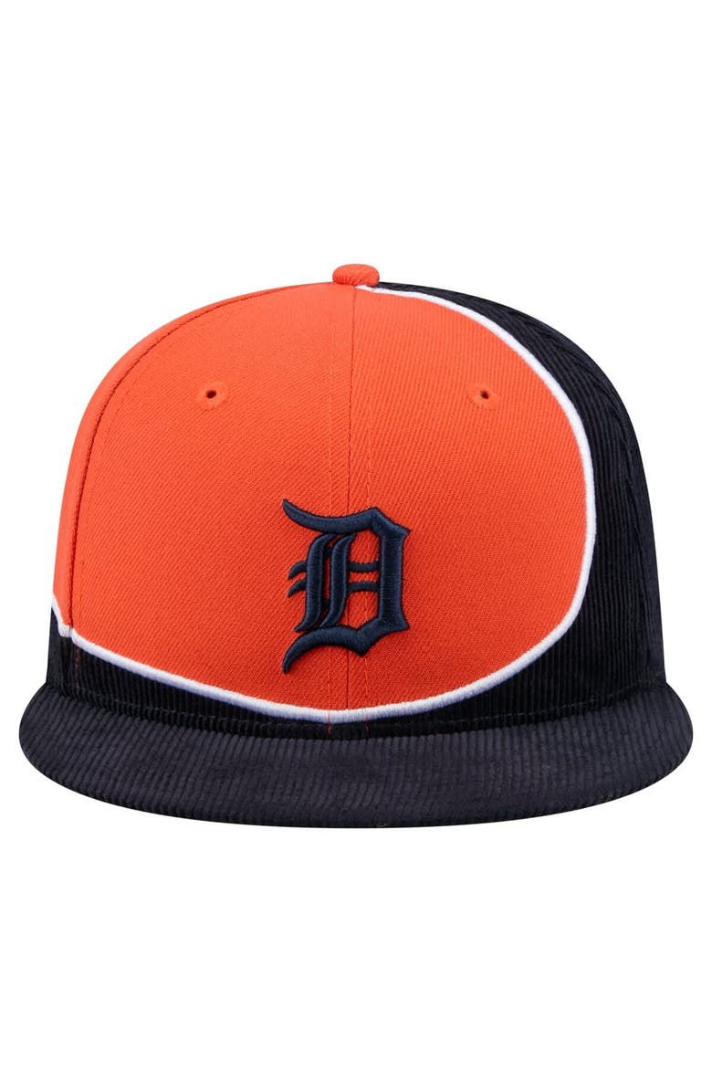 New Era Men's New Era Navy/Orange Detroit Tigers Retro Split Corduroy Snapback Hat, Alternate, color, Navy