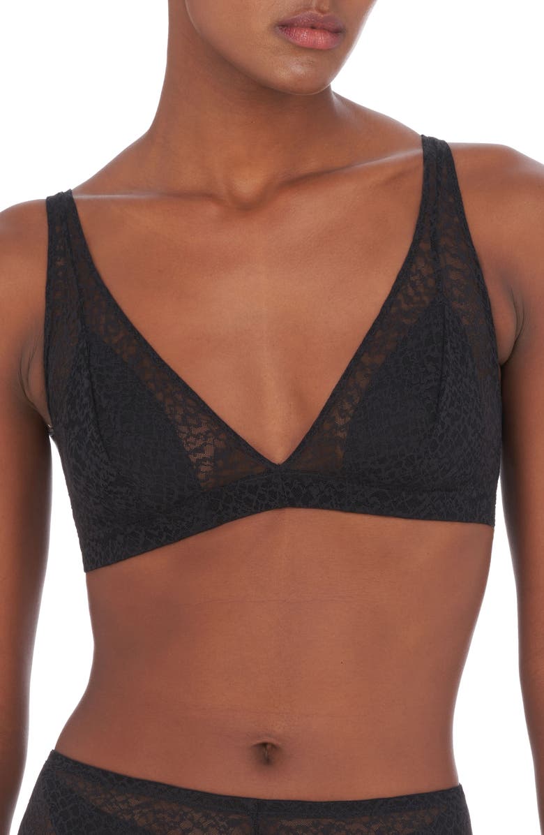 Natori Pretty Smooth Plunge Bralette, Alternate, color, Black