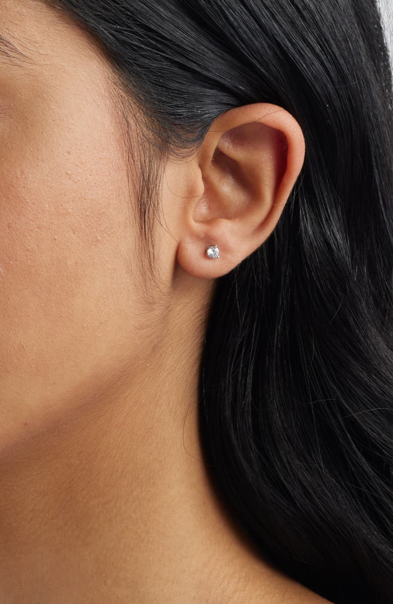 Nordstrom Cubic Zirconia Stud Earrings - .25ct., Alternate, color, Platinum