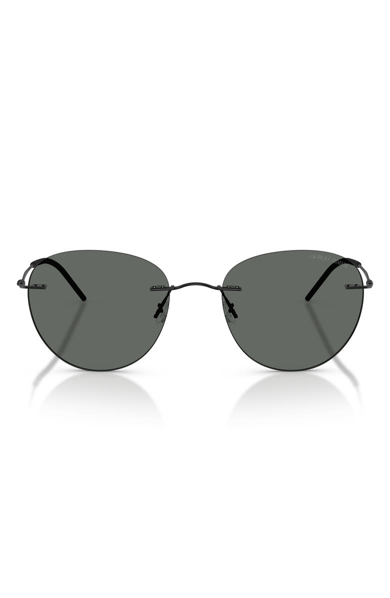 ARMANI 53mm Round Sunglasses, Main, color, Matte Black / Dark Grey