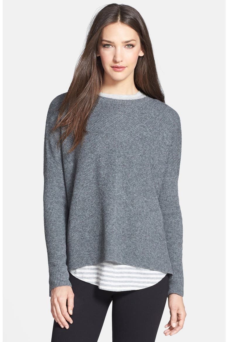 Chevron Knit Crewneck Sweater, Main, color, H GREY