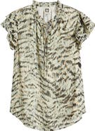 Anne Klein Print Ruffle Sleeve Top