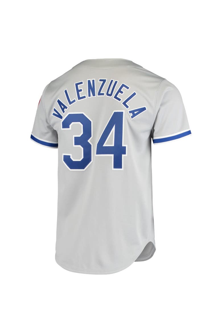 Men's Mitchell & Ness Fernando Valenzuela Gray Los Angeles Dodgers Road 1981 Cooperstown Collection Authentic Jersey, Alternate, color, Gray