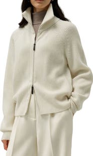 Lilysilk Ribbed-knit Turtleneck Zip Cardigan