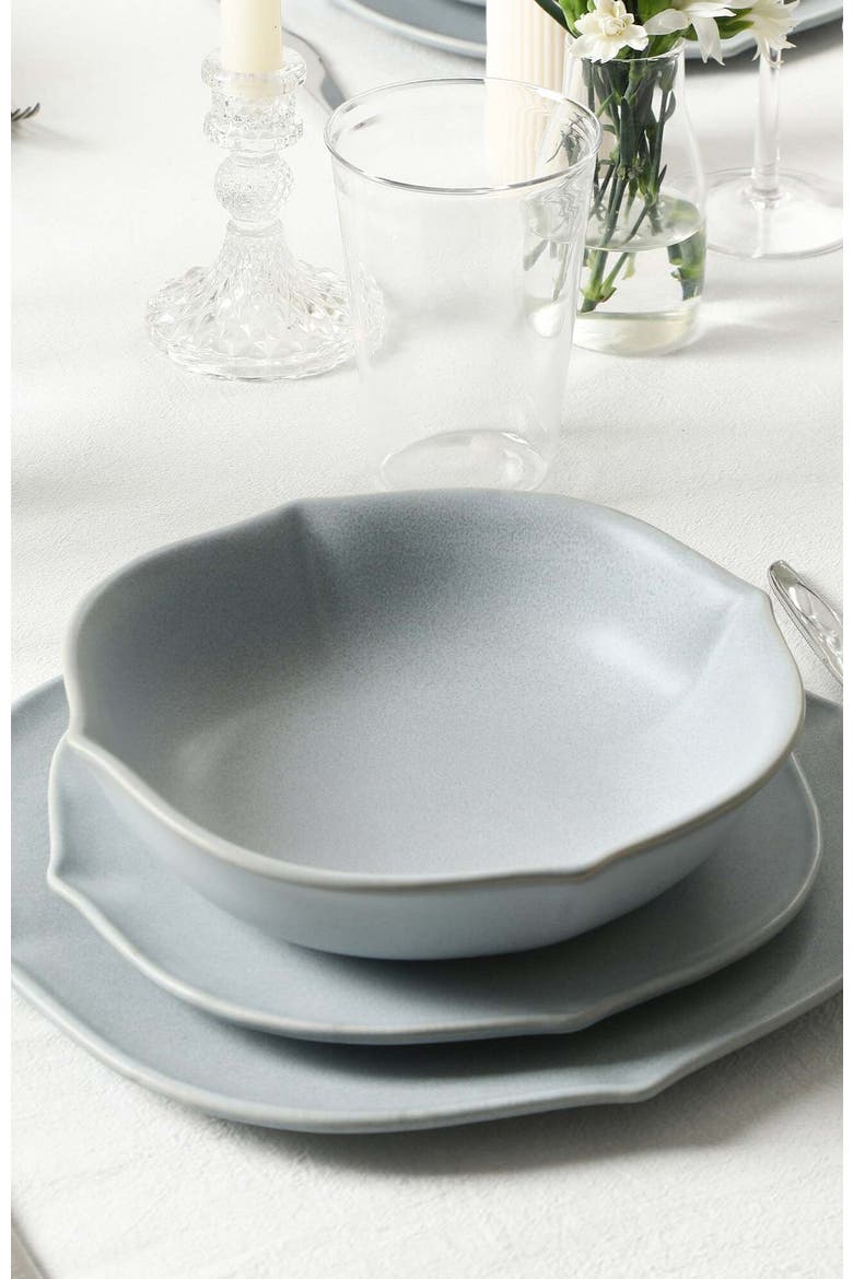 Baskerville Stoneware 16-Piece Dinnerware Set, Includes Glassware, Alternate, color, Black