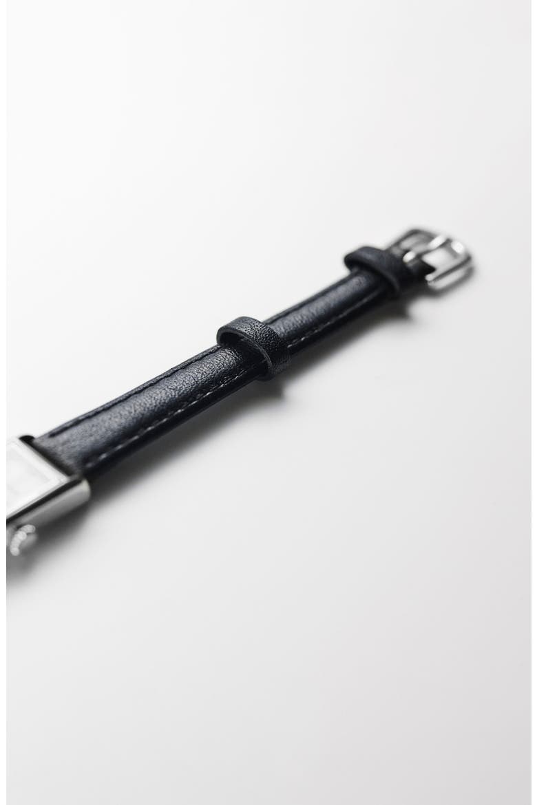 The Kimsey Calfskin Leather Watch Strap Only, Main, color, Black Strap - Silver Buckle
