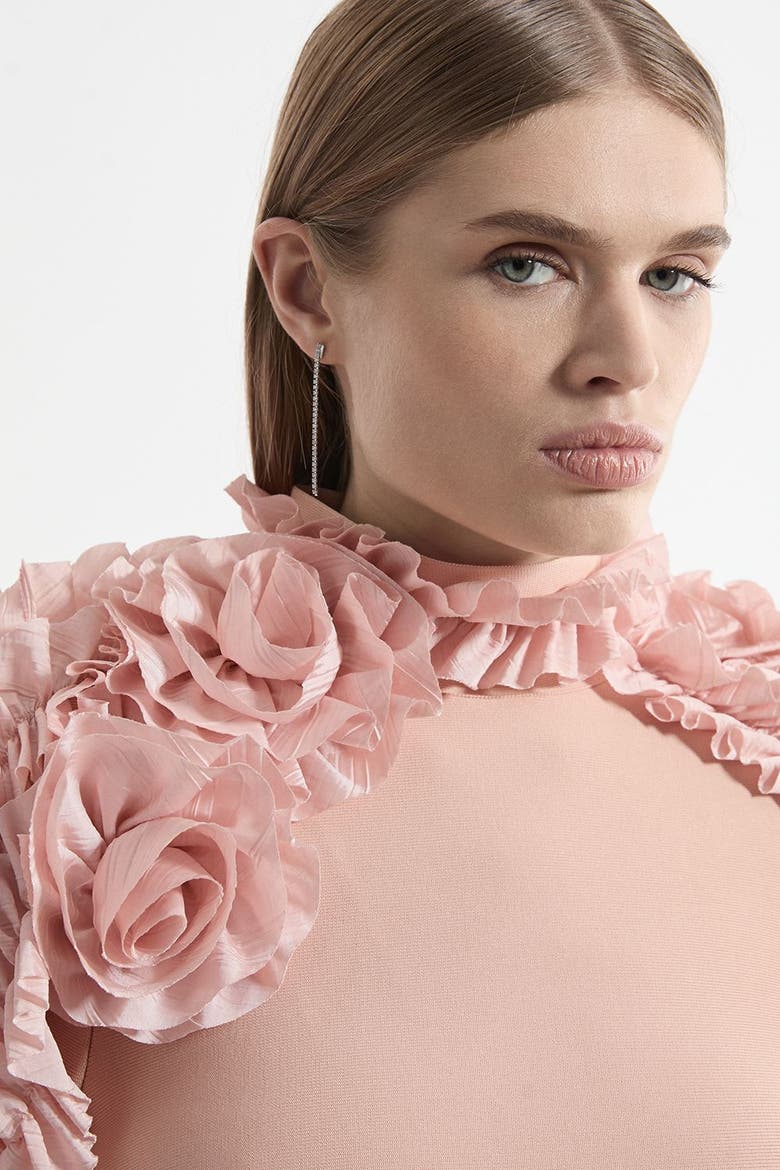 Petite Bandage Detail Midi Dress, Alternate, color, Blush