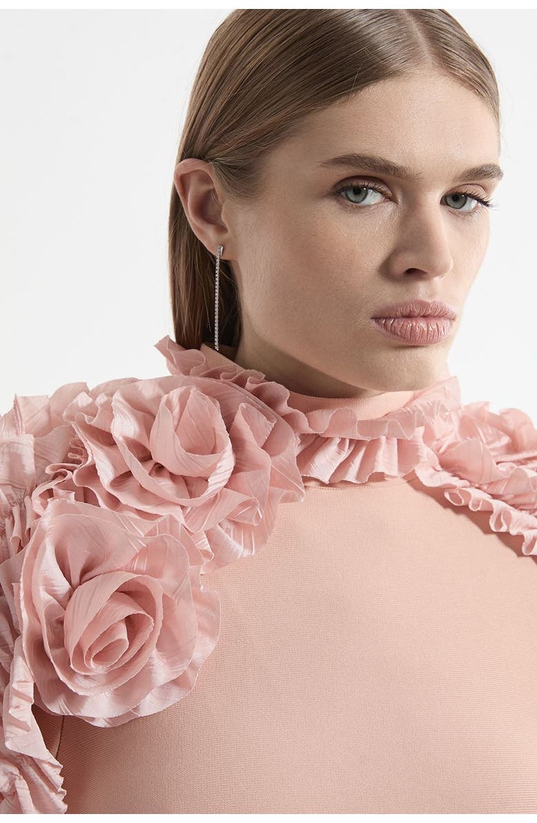 Karen Millen Petite Bandage Detail Midi Dress, Alternate, color, Blush