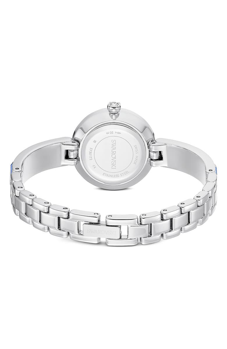 Swarovski Matrix Blue Baguette Crystal Bracelet Watch, 25mm, Alternate, color, Blue