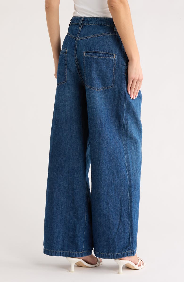 TWP Greene St. Wide Leg Linen Blend Pants, Alternate, color, Dark Wash