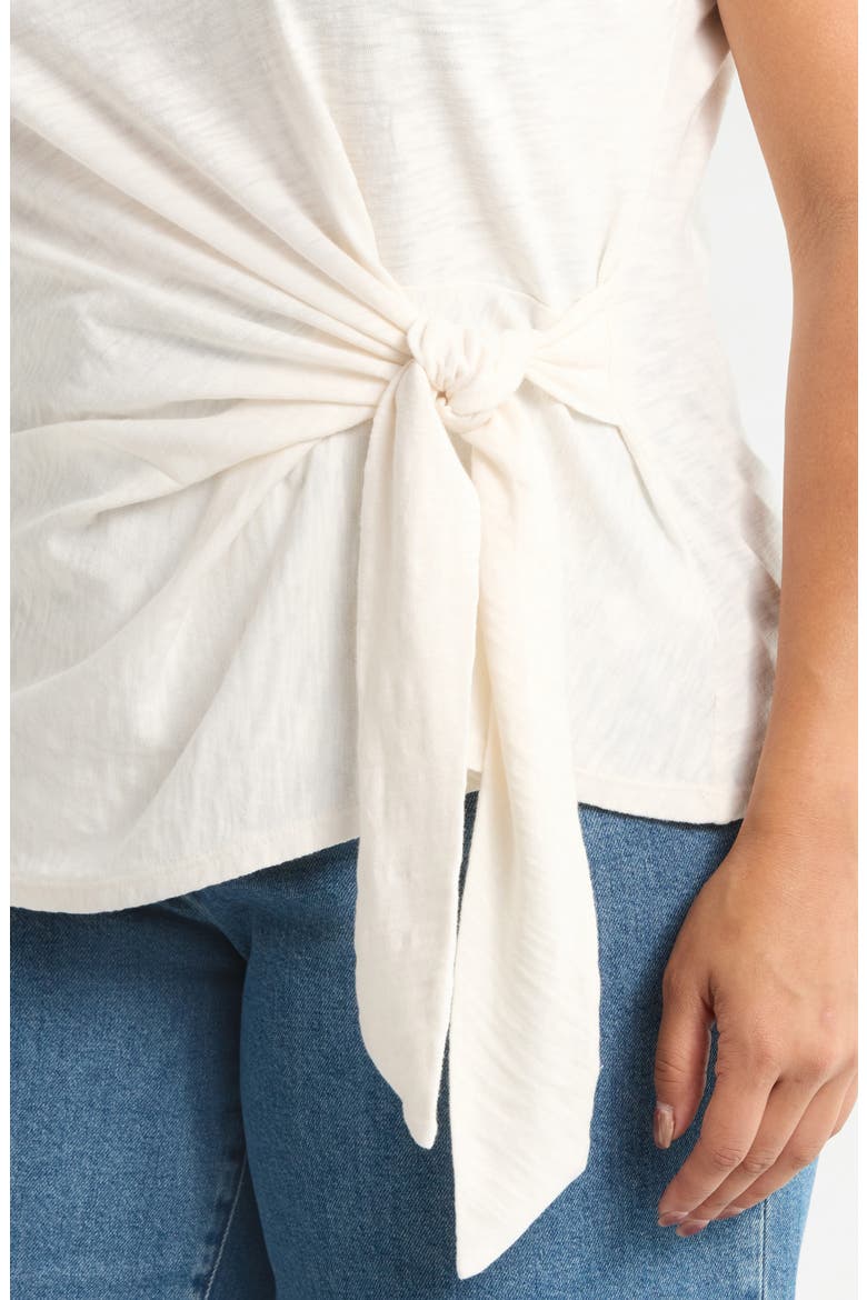 Drop Shoulder Tie Front Top, Alternate, color, IVORY PRISTINE