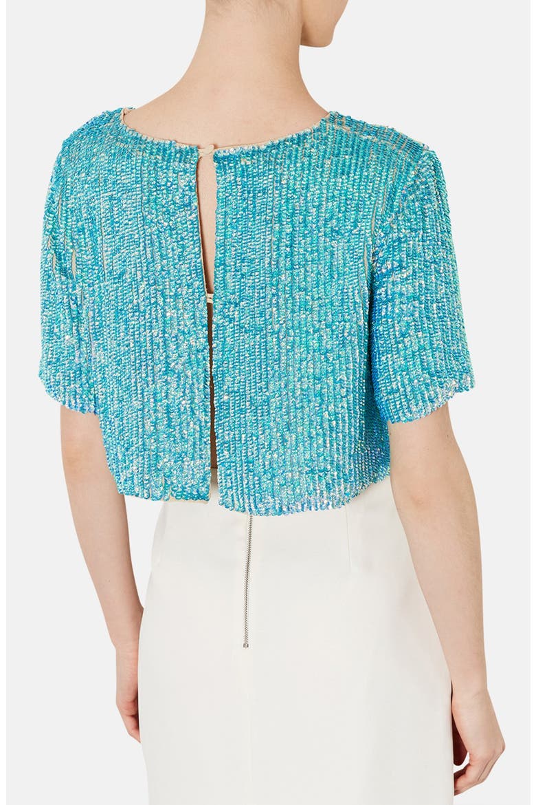 Sequin Split Back Tee, Alternate, color, BLUE