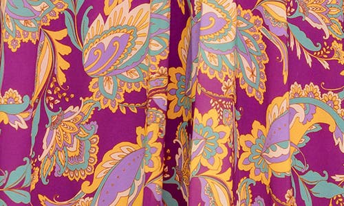 Flying Tomato Print Long Sleeve Midi Dress In Purple