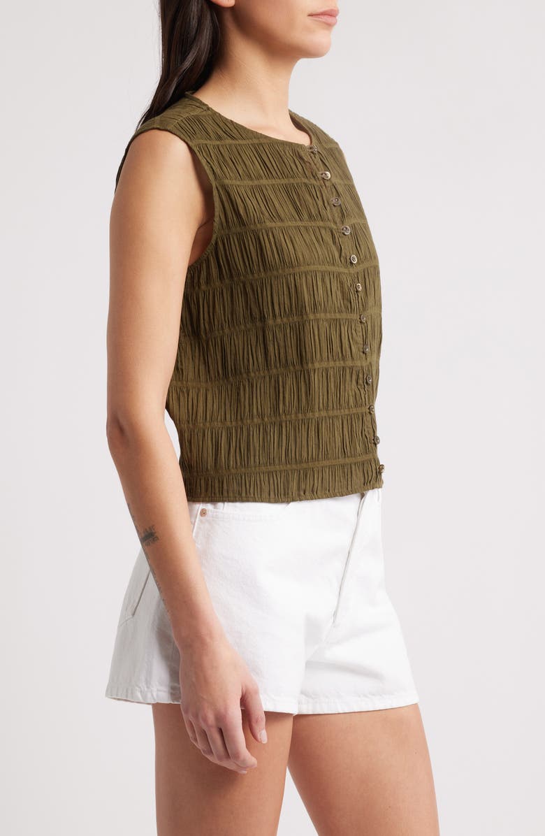 FRAME The Smocked Button & Loop Tank, Alternate, color, Juniper