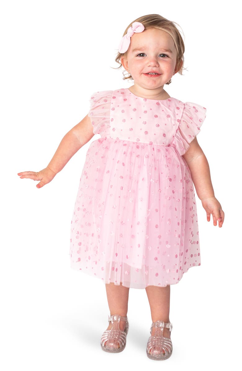 Popatu Shimmer Dot Tulle Dress, Alternate, color, Pink