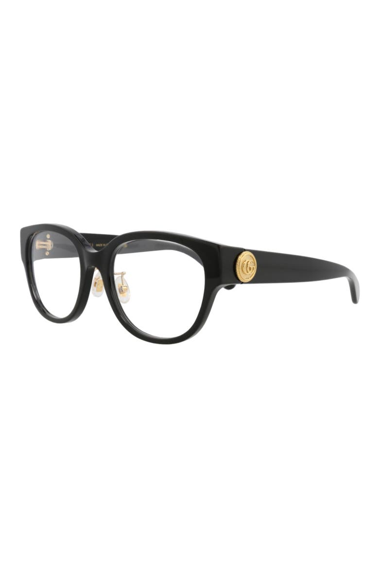 54mm Round Optical Glasses, Alternate, color, BLACK BLACK TRANSPARENT