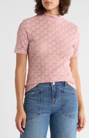 Sanctuary Mock Neck Lace Top